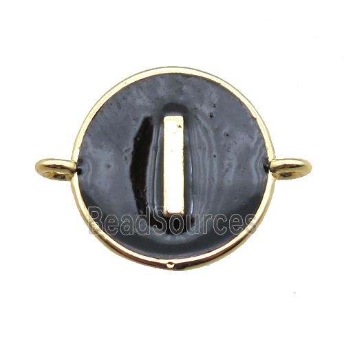 black enameling copper letter-I connector, gold plated