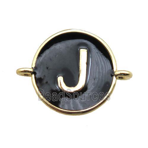 black enameling copper letter-J connector, gold plated