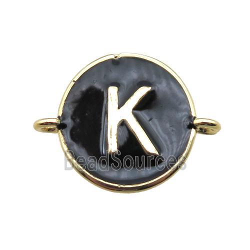 black enameling copper letter-K connector, gold plated