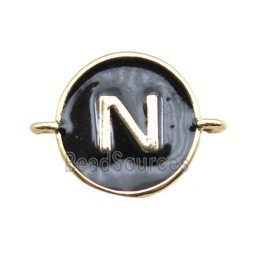 black enameling copper letter-N connector, gold plated