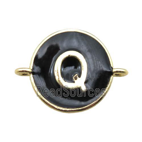 black enameling copper letter-Q connector, gold plated