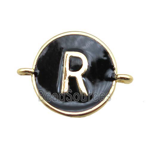 black enameling copper letter-R connector, gold plated