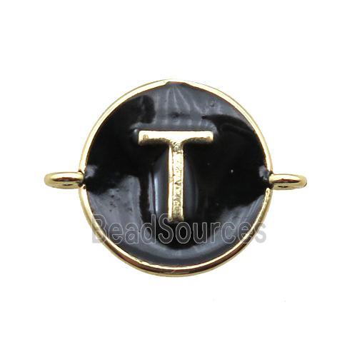 black enameling copper letter-T connector, gold plated