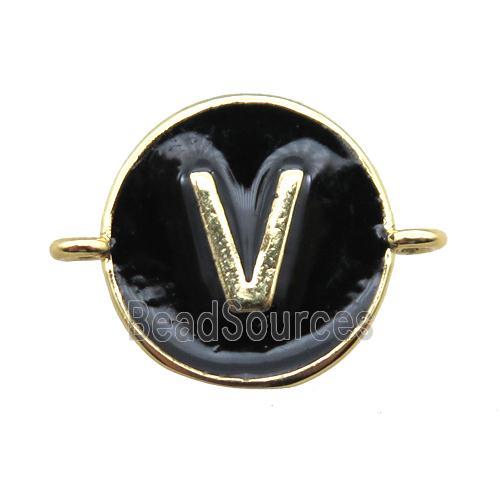 black enameling copper letter-V connector, gold plated