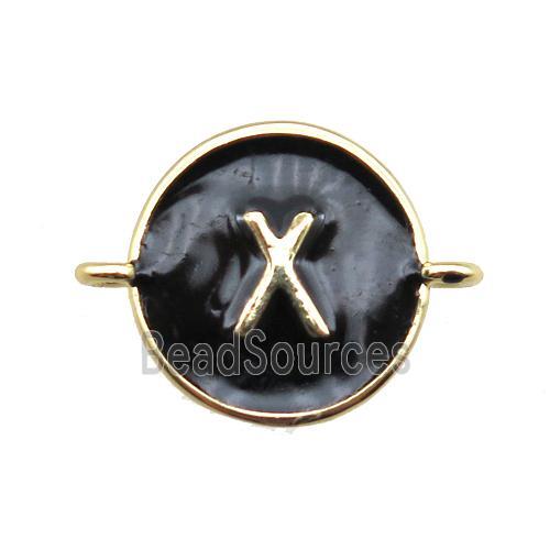 black enameling copper letter-X connector, gold plated