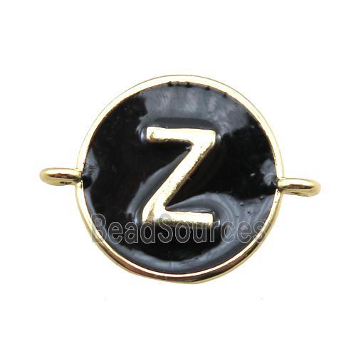 black enameling copper letter-Z connector, gold plated