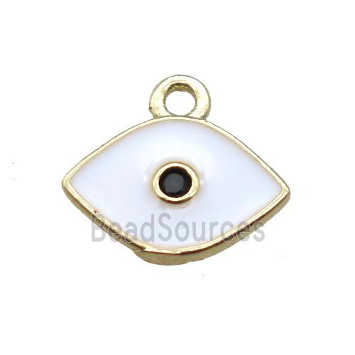 white enameling copper eye pendant paved zircon, gold plated