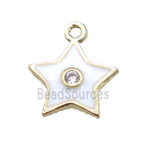 white enameling copper star pendant paved zircon, gold plated