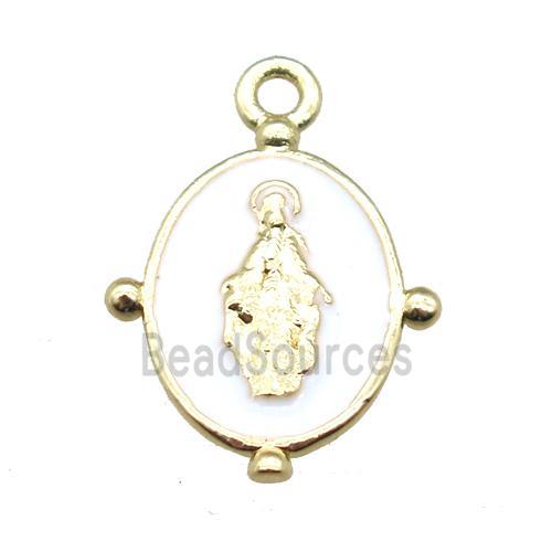 white enameling copper Jesus pendant, gold plated