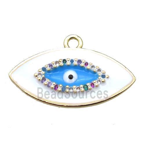 copper eye pendant with white enameling, gold plated