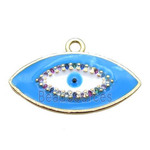 copper eye pendant with blue enameling, gold plated