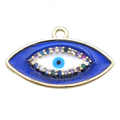 copper eye pendant with royal blue enameling, gold plated