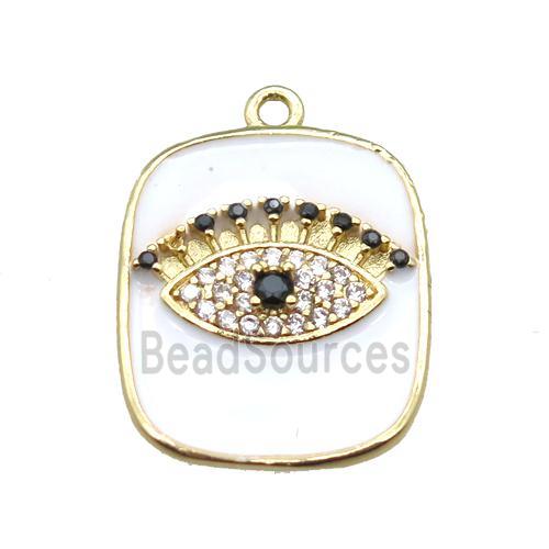 copper eye pendant pave zircon with white enameling, gold plated