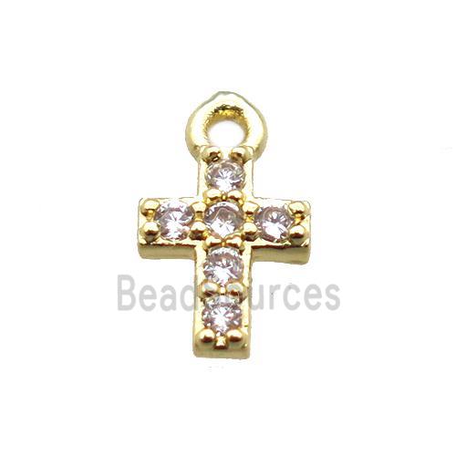 copper cross pendant pave zircon, gold plated