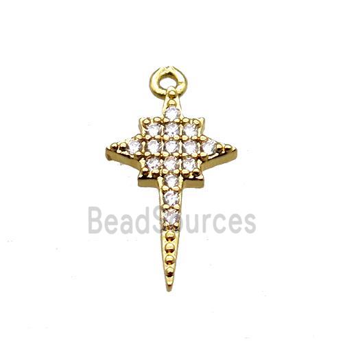 copper northstar pendant paved zircon, gold plated