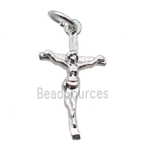 copper Jesus Cross pendant, platinum plated