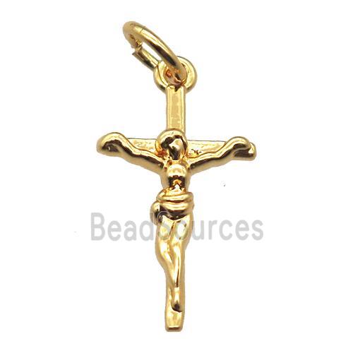 copper Jesus Cross pendant, gold plated