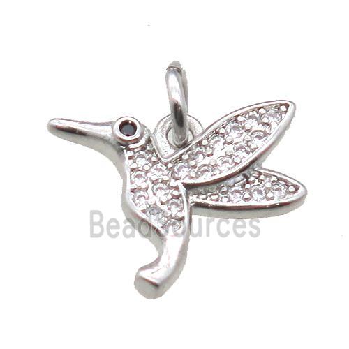 copper hummer pendant paved zircon, platinum plated