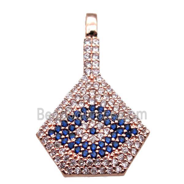 copper fan pendant paved zircon, rose gold