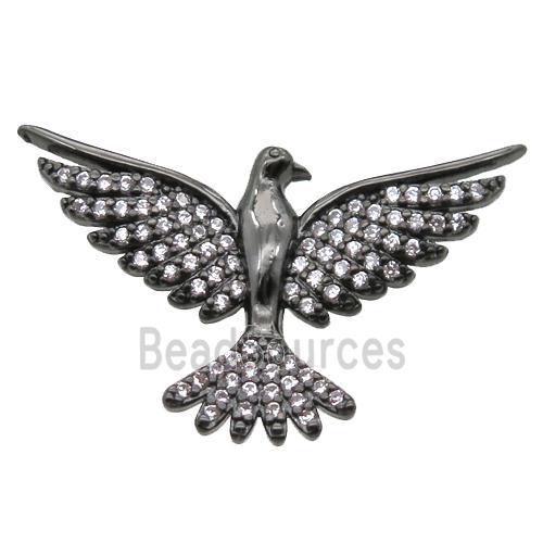 copper hawk pendant paved zircon, black plated