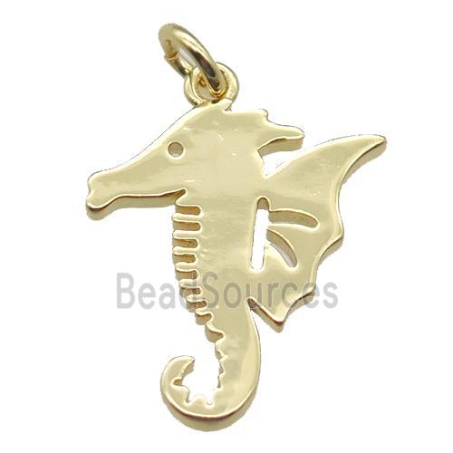 copper seahorse pendant, gold plated