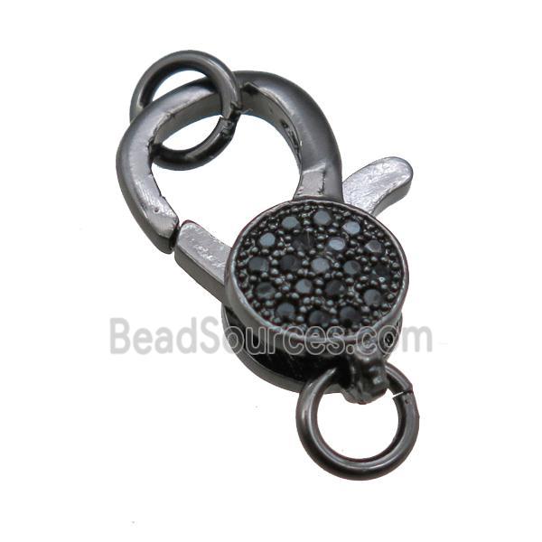 copper lobster clasp with black zircon, black