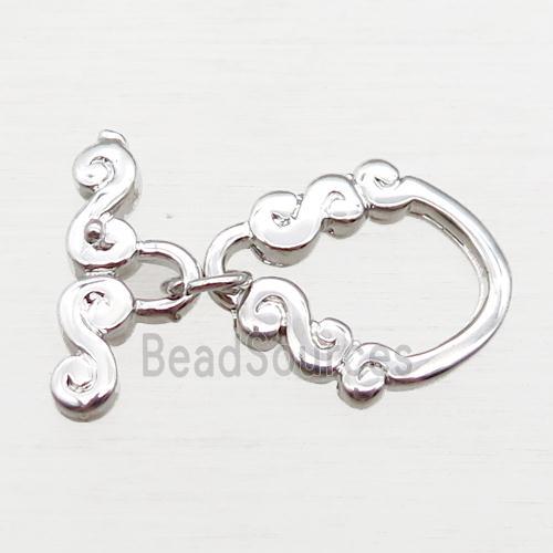 copper toggle clasp, platinum plated