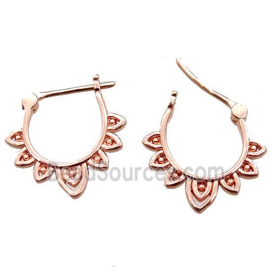 copper Latchback Earrings, rose gold