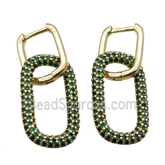 copper Latchback Earrings pave zircon, oval, gold plated