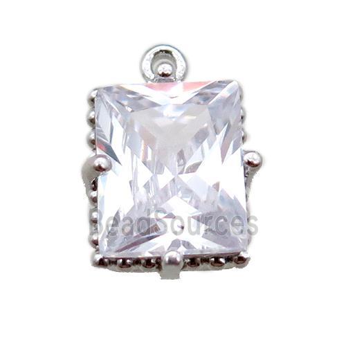 copper pendant paved zircon, platinum plated