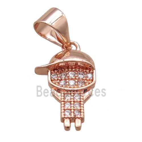 copper kid pendant paved zircon, rose gold