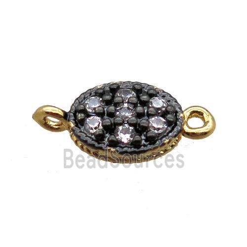 copper oval connector paved zircon, gold plated