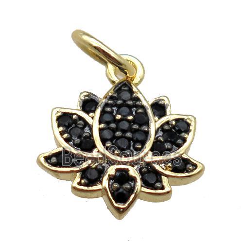 copper lotus pendant paved zircon, gold plated