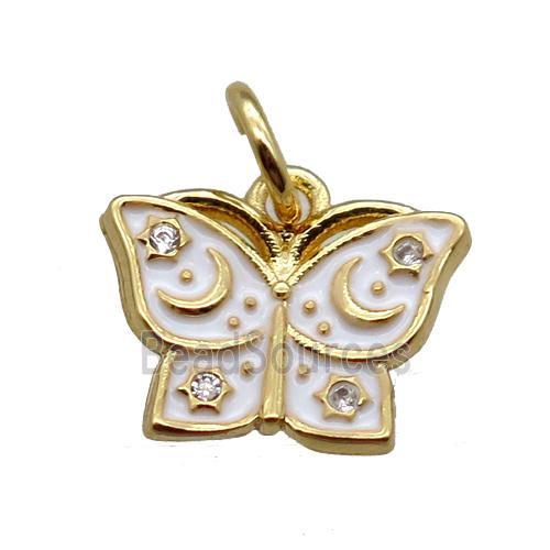 copper butterfly pendant paved zircon, gold plated