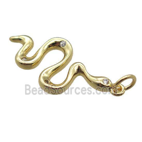 copper snake pendant paved zircon, gold plated