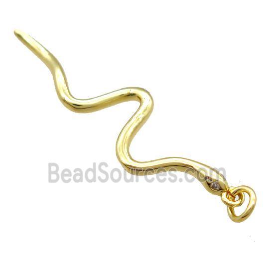 copper snake pendant paved zircon, gold plated