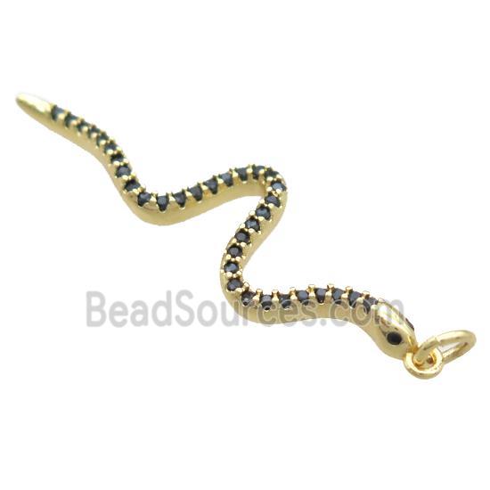 copper snake pendant paved zircon, gold plated