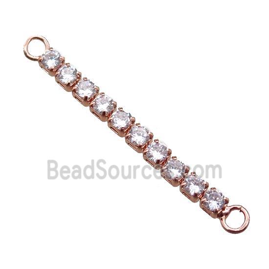 copper stick connector paved zircon, rose gold