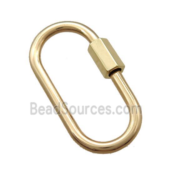 copper carabiner lock pendant, screw, gold plated