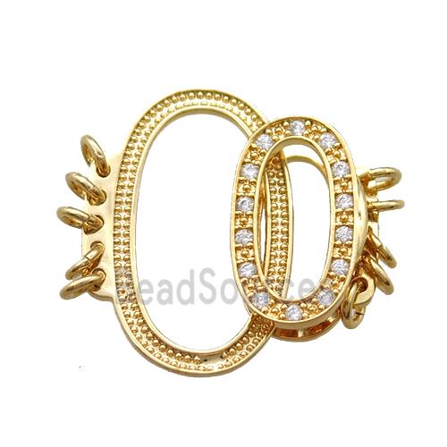 copper clasp pave zircon, gold plated