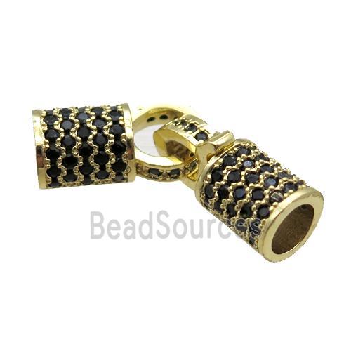 copper cordEnd pave zircon, gold plated