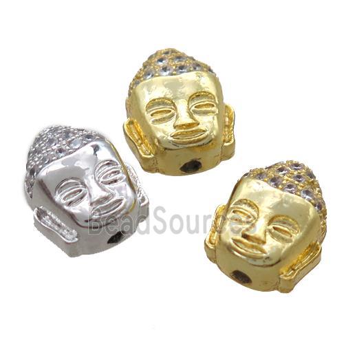 copper buddha beads pave zircon, mixed