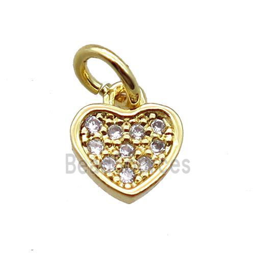 copper heart pendant paved zircon, gold plated