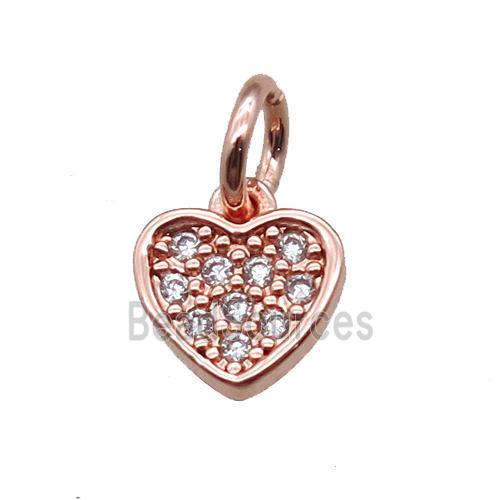 copper heart pendant paved zircon, rose gold