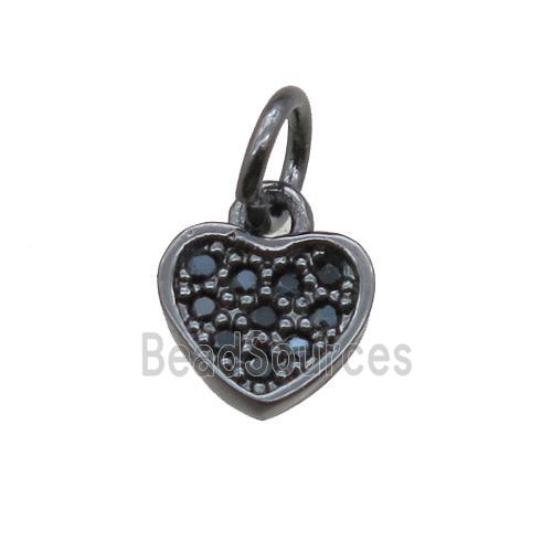 copper heart pendant paved zircon, black plated