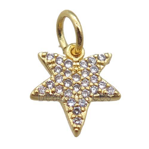 copper star pendant paved zircon, gold plated