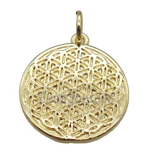 copper circle pendant, gold plated