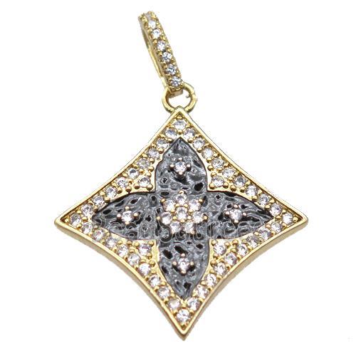 copper star pendant paved zircon, gold plated