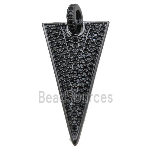 copper triangle pendant paved zircon, black plated