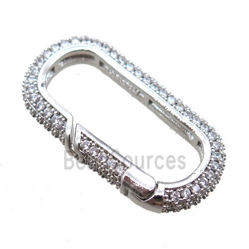 copper carabiner lock pendant pave zircon, platinum plated